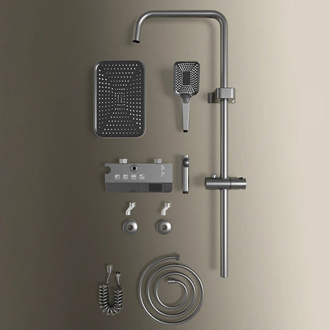 Shower System Set Bathroom Brass Showers Faucet Sets Digital 4 Way LED Rain Bathtub Hot Cold Piano Key Rainfall Shower Set