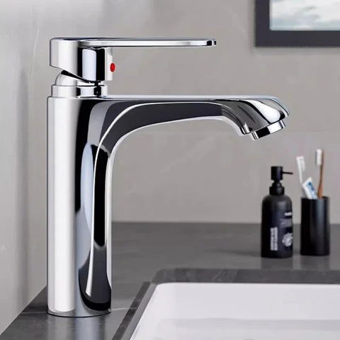 Basin Mixer Hot and cold faucets in the bathroom sink