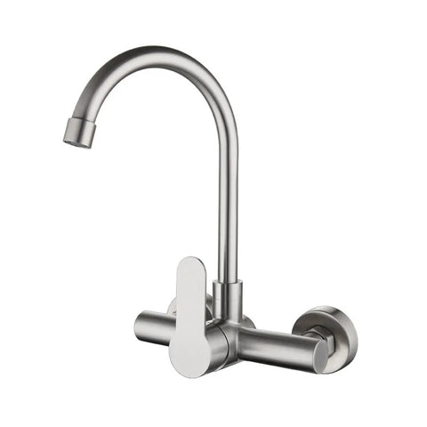 Stainless Steel Double Hole Wall Mounted Cold and Hot Faucet