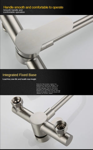 Stainless Steel Double Hole Wall Mounted Cold and Hot Faucet