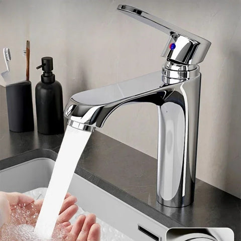 Basin Mixer Hot and cold faucets in the bathroom sink