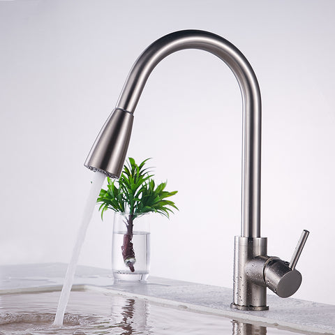 Pull Out Cold and Hot Faucet Household Kitchen Sink Stainless Steel Faucet