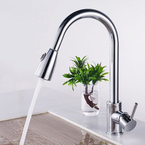 Pull Out Cold and Hot Faucet Household Kitchen Sink Stainless Steel Faucet