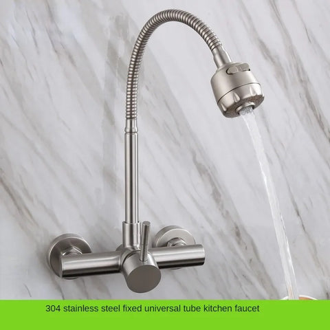 304 stainless steel into wall hot and cold double hole sink Faucet