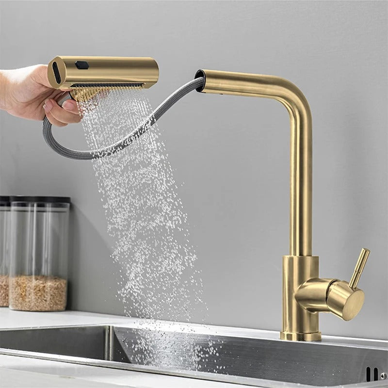 Kitchen Faucets Golden Black Gray Pull Out Rotation Waterfall Faucet