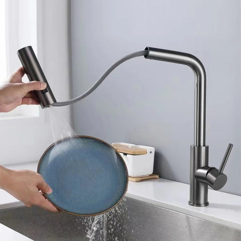 Kitchen Faucets Golden Black Gray Pull Out Rotation Waterfall Faucet