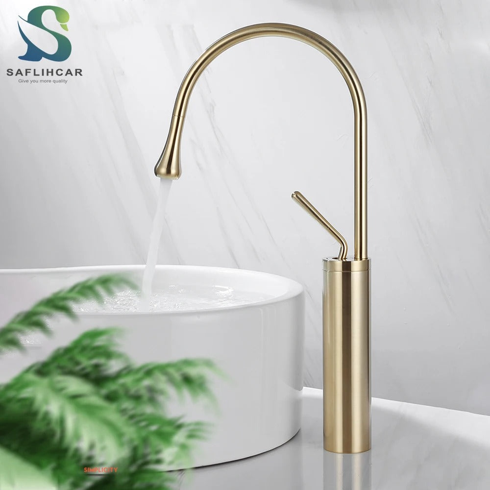 Bathroom Basin Faucet Single Lever 360 Spout Modern Brass Hot Cold Mixer Water