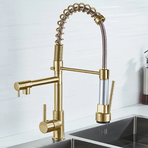 Spring Pull Down Kitchen Sink Faucet Hot & Cold Water Mixer