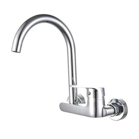 Chrome Wall Mounted Kitchen Faucet 360 Degree Rotation Sink Tap