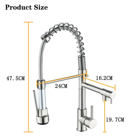 Spring Pull Down Kitchen Sink Faucet Hot & Cold Water Mixer