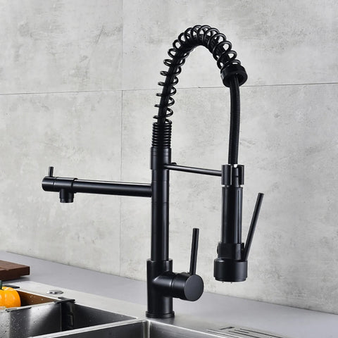 Spring Pull Down Kitchen Sink Faucet Hot & Cold Water Mixer