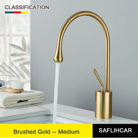 Bathroom Basin Faucet Single Lever 360 Spout Modern Brass Hot Cold Mixer Water