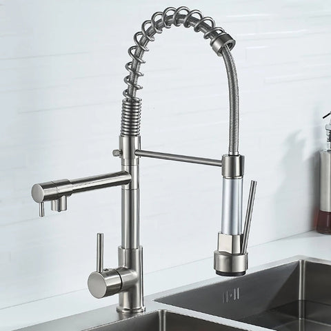 Spring Pull Down Kitchen Sink Faucet Hot & Cold Water Mixer